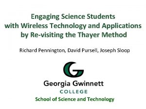 Engaging Science Students with Wireless Technology and Applications