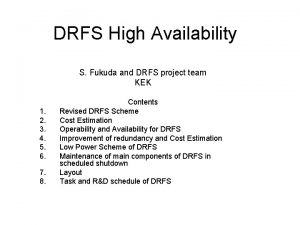 DRFS High Availability S Fukuda and DRFS project