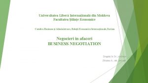 Universitatea Liber Internaional din Moldova Facultatea tiine Economice