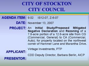 CITY OF STOCKTON CITY COUNCIL AGENDA ITEM 9
