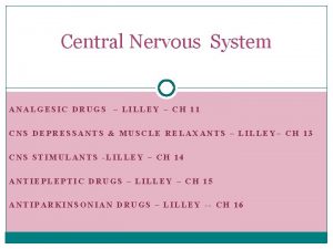 Central Nervous System ANALGESIC DRUGS LILLEY CH 11