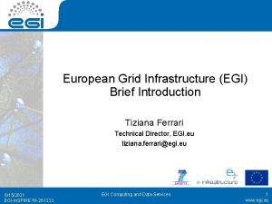 European Grid Infrastructure EGI Brief Introduction Tiziana Ferrari