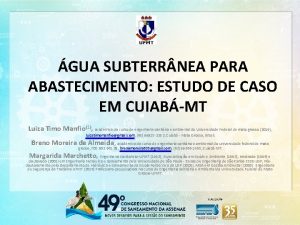 GUA SUBTERR NEA PARA ABASTECIMENTO ESTUDO DE CASO