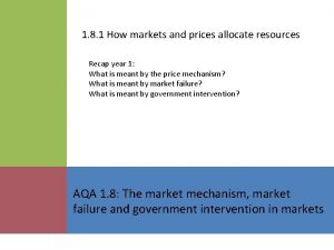 1 8 1 How markets and prices allocate