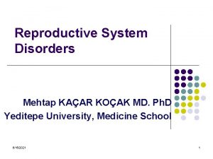 Reproductive System Disorders Mehtap KAAR KOAK MD Ph