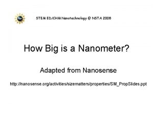 STEM EDCHM Nanotechnology NSTA 2008 How Big is