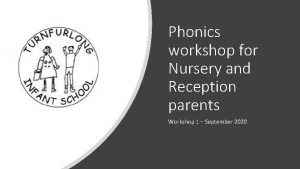 Phonics workshop for Nursery and Reception parents Workshop