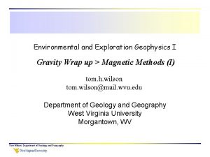 Environmental and Exploration Geophysics I Gravity Wrap up