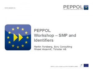 www peppol eu PEPPOL Workshop SMP and Identifiers