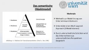 Das semantische Objektmodell Merkmale Methodik zur Modellierung von