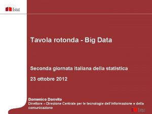 Tavola rotonda Big Data Seconda giornata italiana della