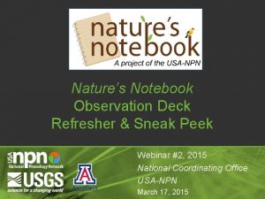 Natures Notebook Observation Deck Refresher Sneak Peek Webinar