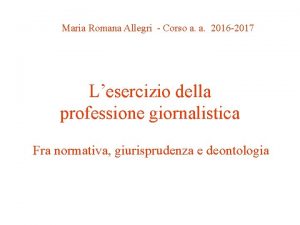 Maria Romana Allegri Corso a a 2016 2017