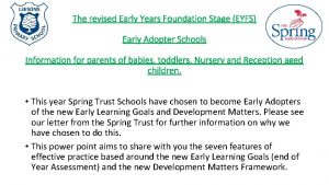 The revised Early Years Foundation Stage EYFS Early