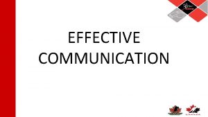 EFFECTIVE COMMUNICATION EFFECTIVE COMMUNICATION What we communicate Can