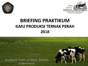 BRIEFING PRAKTIKUM ILMU PRODUKSI TERNAK PERAH 2018 Assistant