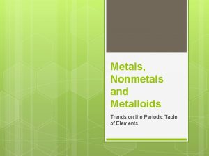 Metals Nonmetals and Metalloids Trends on the Periodic