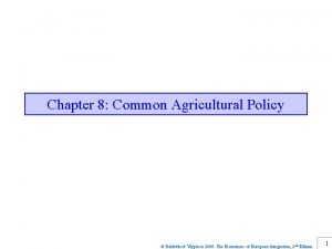 Chapter 8 Common Agricultural Policy Baldwin Wyplosz 2006