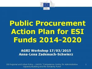 Public Procurement Action Plan for ESI Funds 2014