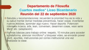 Departamento de Filosofa Cuartos medios Liceo Bicentenario Reunin