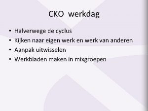 CKO werkdag Halverwege de cyclus Kijken naar eigen