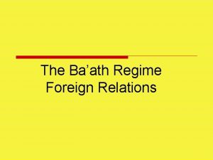 The Baath Regime Foreign Relations Three Defining Moments