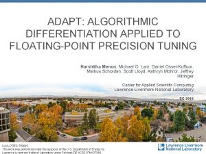 ADAPT ALGORITHMIC DIFFERENTIATION APPLIED TO FLOATINGPOINT PRECISION TUNING