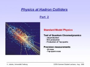 Physics at Hadron Colliders Part 2 Standard Model