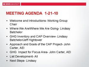 MEETING AGENDA 1 21 10 Welcome and Introductions