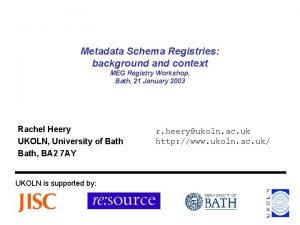 Metadata Schema Registries background and context MEG Registry