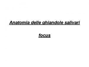 Anatomia delle ghiandole salivari focus ANATOMIA Tre paia