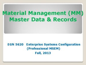 Material Management MM Master Data Records EGN 5620