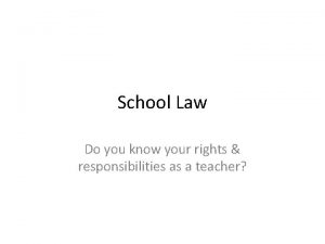 School Law Do you know your rights responsibilities