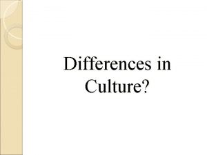 Differences in Culture Introduction International business is different