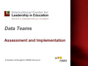 Data Teams Assessment and Implementation Data Teams Assessment