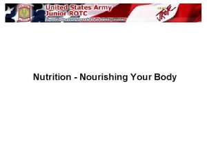 Nutrition Nourishing Your Body Lesson Objectives Define key