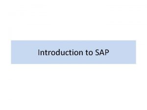 Sap systems introduction