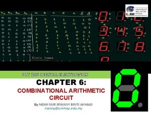 PLT 106 DIGITAL ELECTRONICS CHAPTER 6 COMBINATIONAL ARITHMETIC