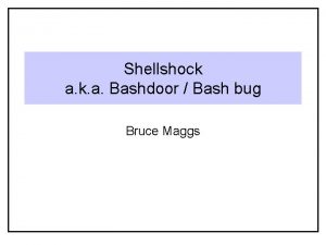 Shellshock a k a Bashdoor Bash bug Bruce