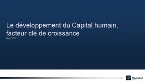 Le dveloppement du Capital humain facteur cl de