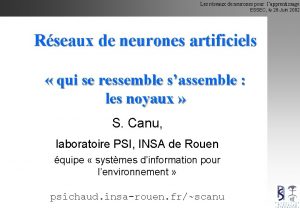 Les rseaux de neurones pour lapprentissage ESSEC le