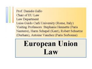 Prof Daniele Gallo Chair of EU Law Department