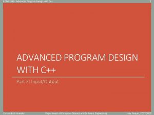 COMP 345 Advanced Program Design with C 1