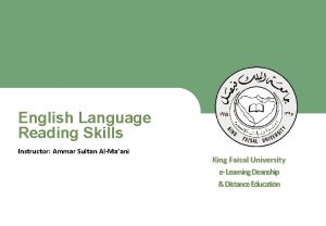 English Language Reading Skills Instructor Ammar Sultan AlMaani