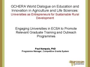 GCHERA World Dialogue on Education and Innovation in