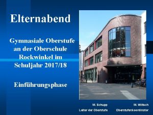 Elternabend Gymnasiale Oberstufe an der Oberschule Rockwinkel im