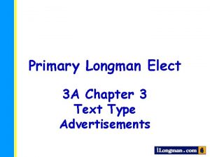 Primary Longman Elect 3 A Chapter 3 Text