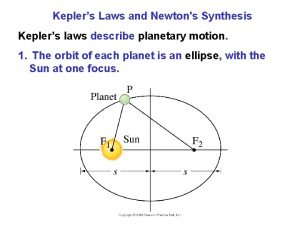 Keplers Laws and Newtons Synthesis Keplers laws describe