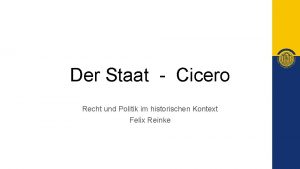 Der Staat Cicero Recht und Politik im historischen