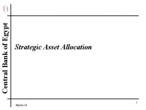 Central Bank of Egypt Strategic Asset Allocation March14